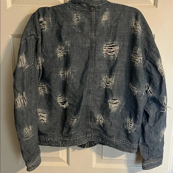 FP Movement by Free People Distressed Blue Jean Jacket - Picture 5 of 5